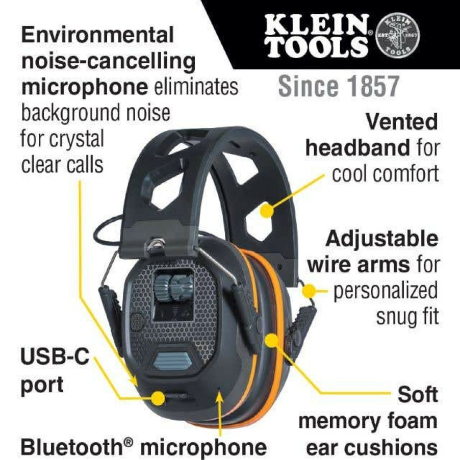 Safety & Work Wear Klein Tools | Klein Situational Awareness Bluetooth Earmuffs Aesem1S