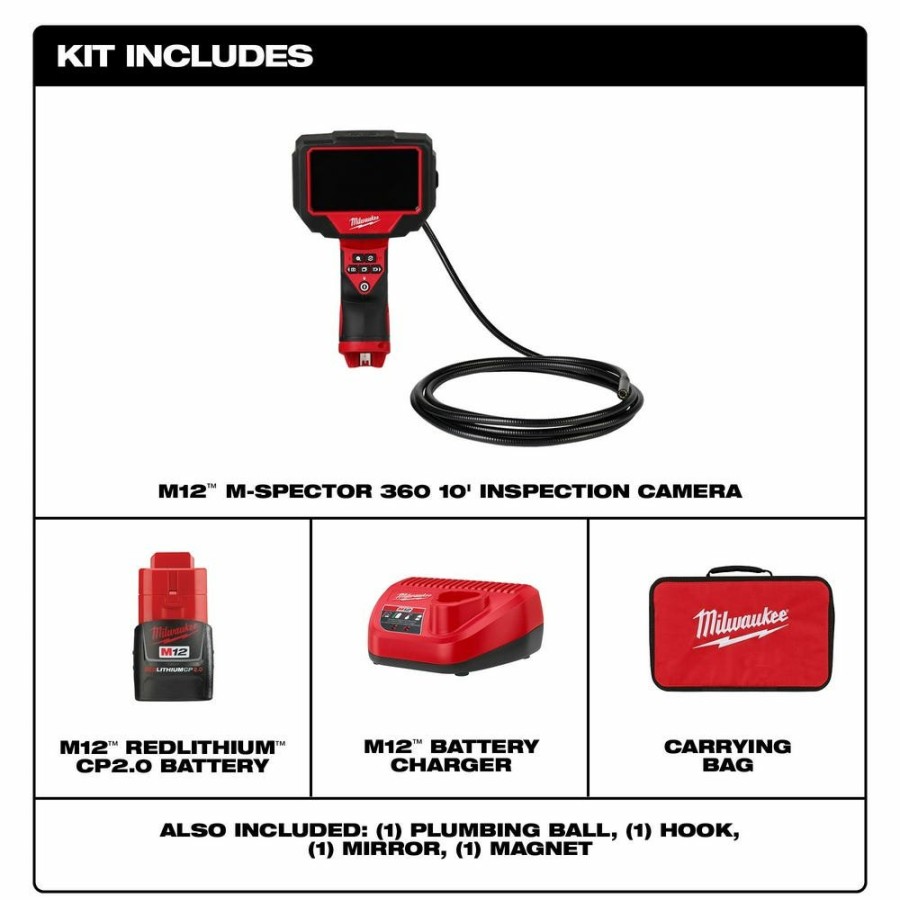 Power Tools Milwaukee Tools | Milwaukee M12 M-Spector 360 10' Inspection Camera 2324-21