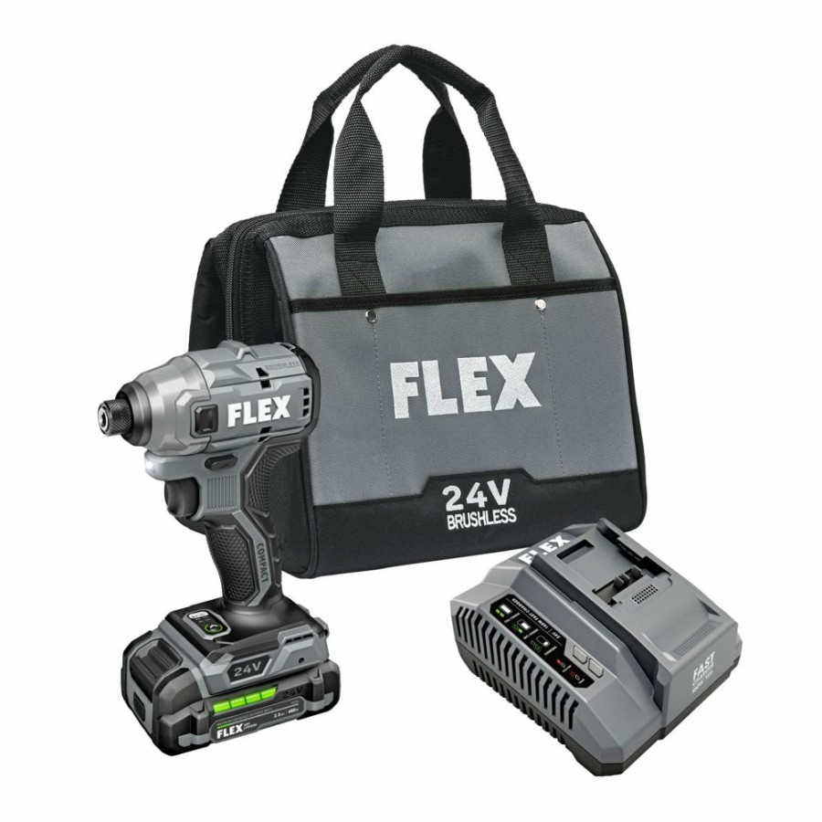 Power Tools FLEX | Flex 24V 1/4" Hex Compact Impact Driver Kit Fx1331-1A