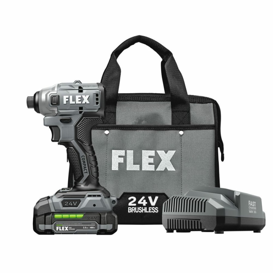 Power Tools FLEX | Flex 24V 1/4" Hex Compact Impact Driver Kit Fx1331-1A