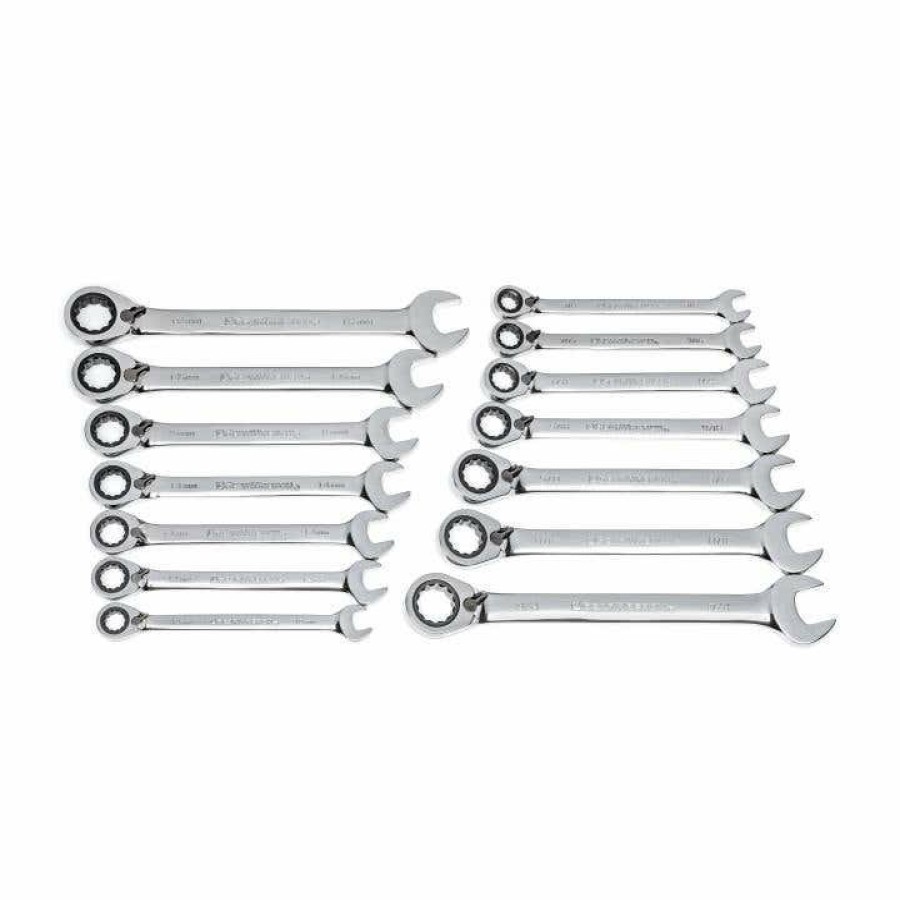 Hand Tools Gearwrench Tools | Gearwrench 14 Pc. 72-Tooth 12 Point Reversible Ratcheting Combination Sae/Metric Wrench Set 85142