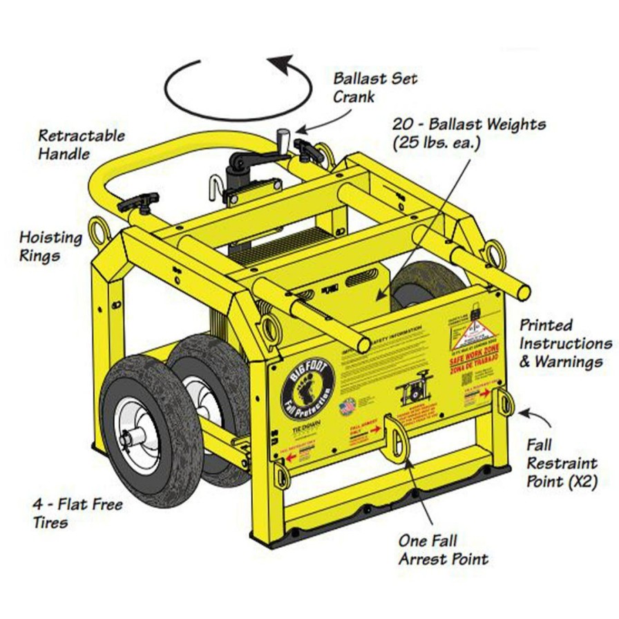 Safety & Work Wear Tie Down | Tie Down Bigfoot Cart Assembled Mobile Fall Protection System 60060Us