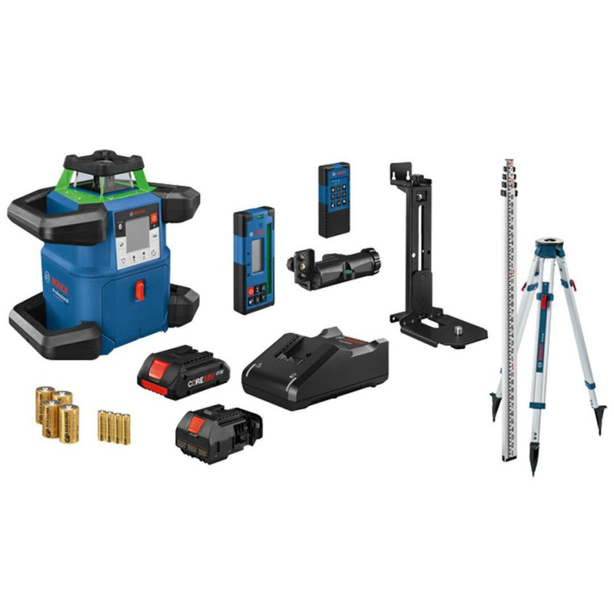 Power Tools Bosch Power Tools | Bosch 18V Revolve4000 Connected Green-Beam Self-Leveling Rotary Laser Kit Grl4000-90Chvgk