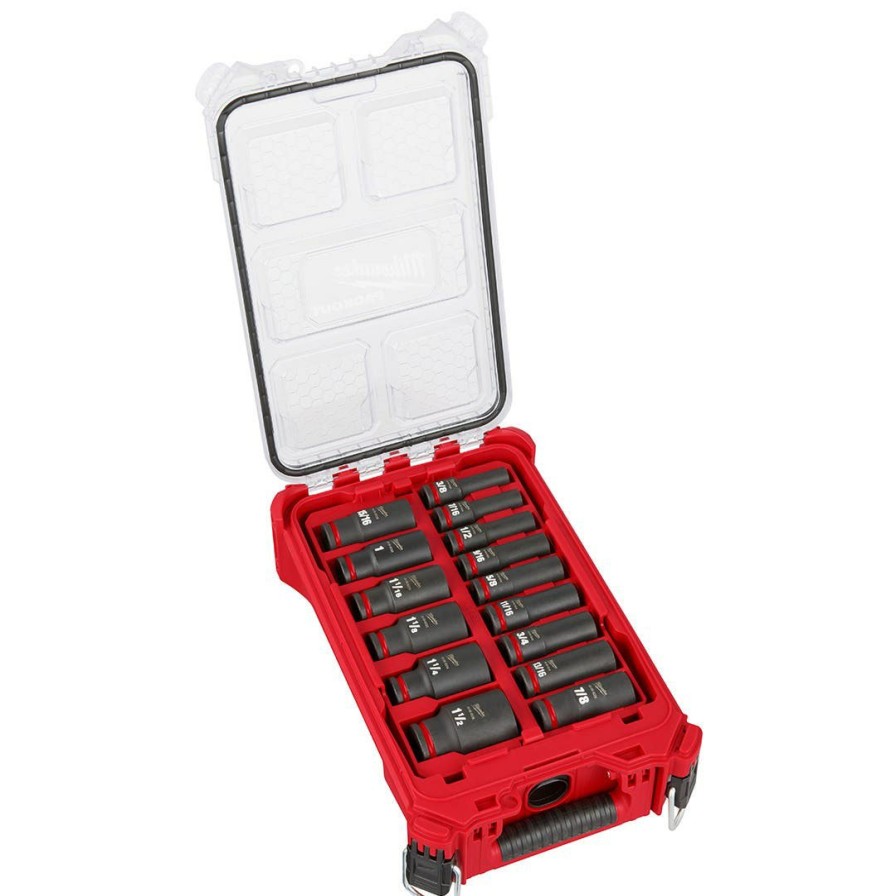 Accessories Milwaukee Tools | Milwaukee 15Pc. Shockwave Impact Duty 1/2" Drive Sae Packout Deep Socket Set 49-66-6802