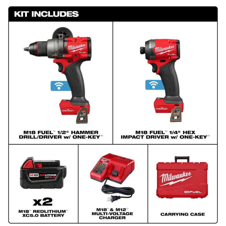 Power Tools Milwaukee Tools | Milwaukee M18 Fuel 2-Tool Combo Kit W/ One-Key 3696-22