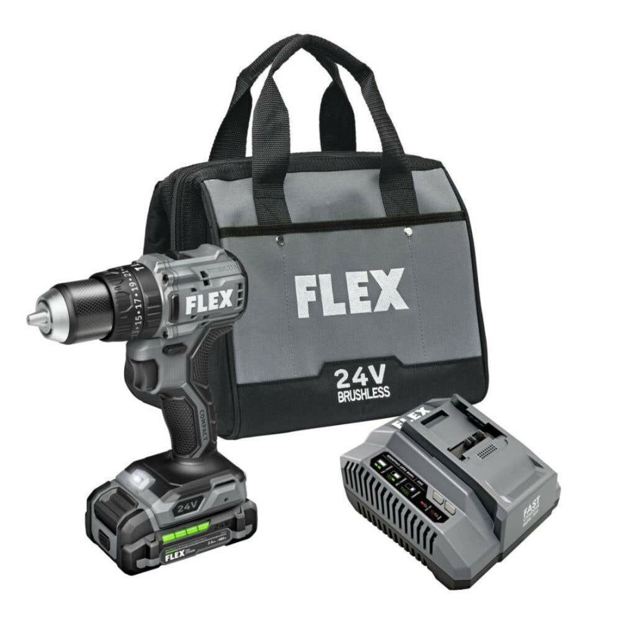 Power Tools FLEX | Flex 24V 1/2" 2 Speed Compact Hammer Drill Kit Fx1231-1A