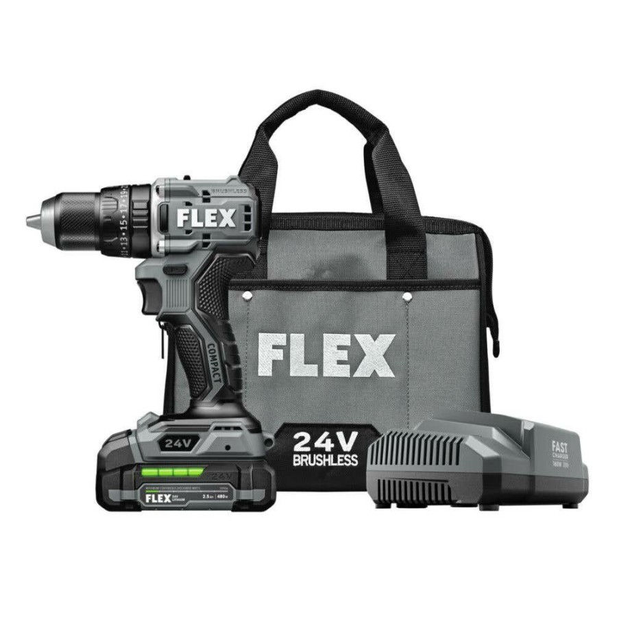 Power Tools FLEX | Flex 24V 1/2" 2 Speed Compact Hammer Drill Kit Fx1231-1A