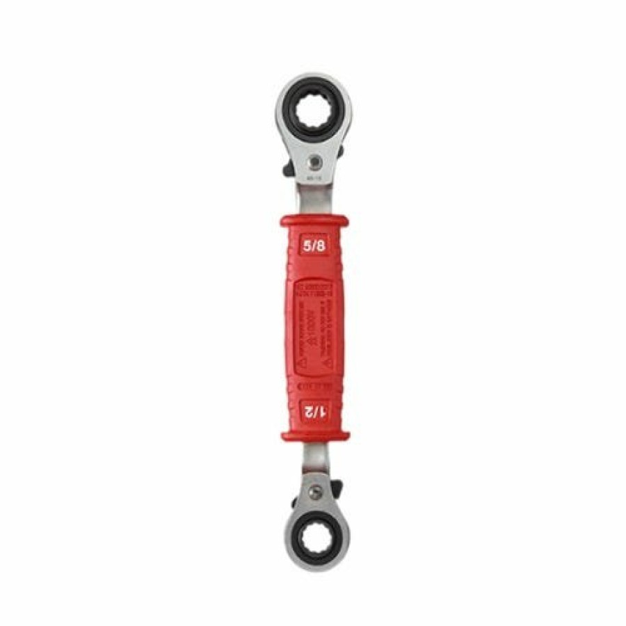 Hand Tools Milwaukee Tools | Milwaukee Lineman'S 4-In-1 Insulated Ratcheting Box Wrench 48-22-9212