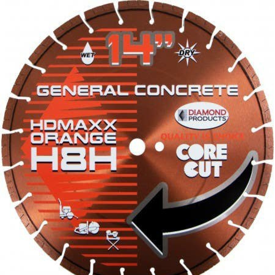 Accessories Diamond Products | Diamond Products 20" X .125" Hd Maxx Orange Wet/Dry High Speed Blade H8H Concrete 1" Arbor 11561