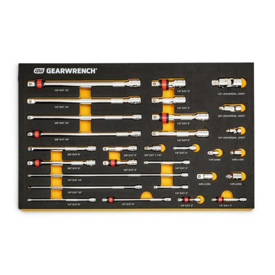 Hand Tools Gearwrench Tools | Gearwrench 29 Pc. 1/4", 3/8", 1/2" Drive Chrome Tool Accessories Set With Eva Foam Tray 86523