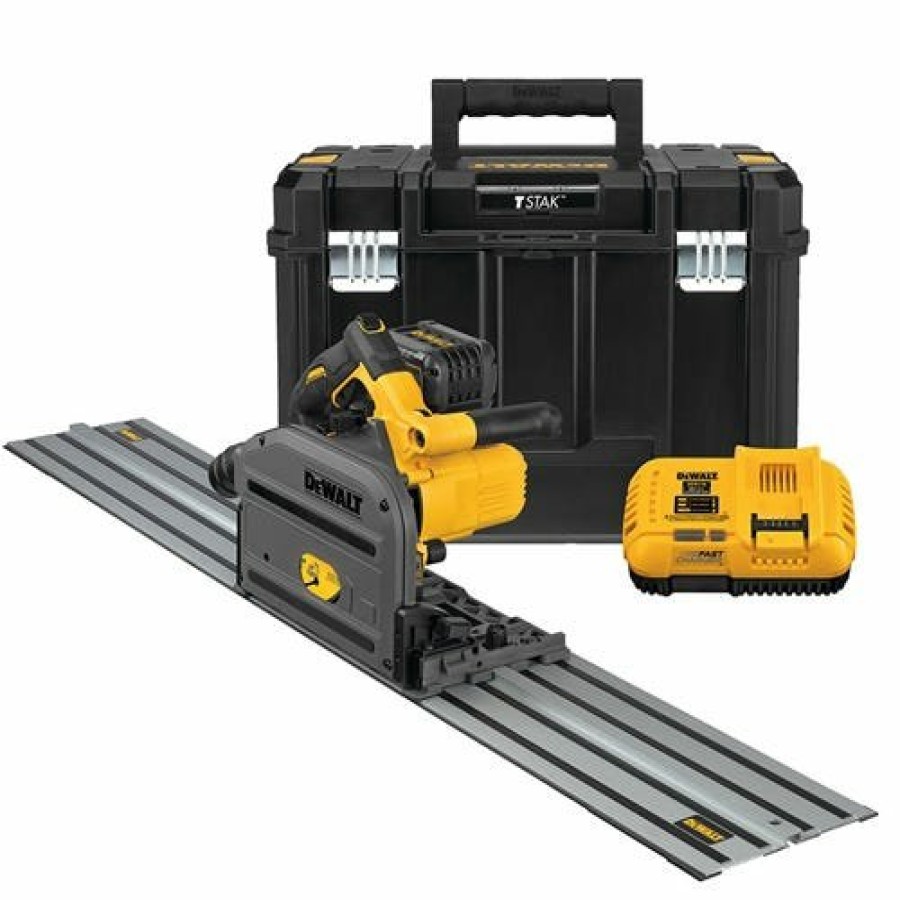 Power Tools DeWalt | Dewalt Flexvolt 60V Max 6-1/2" Brushless Plunge Track Saw 59" Track Kit Dcs520St1