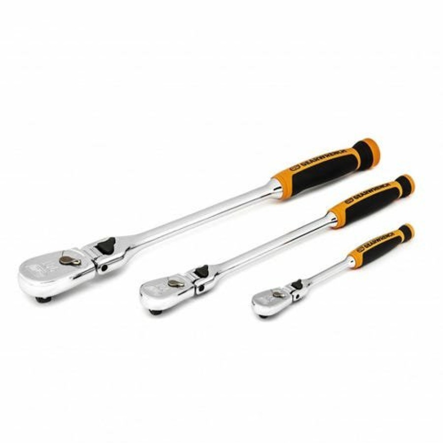 Hand Tools Gearwrench Tools | Gearwrench 3 Piece 1/4", 3/8" & 1/2" Drive 90-Tooth Dual Material Locking Flex Head Ratchet Set 81298T