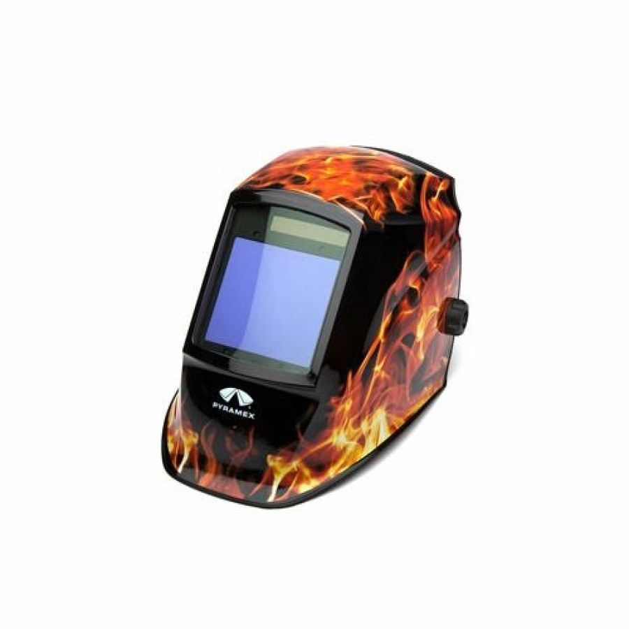 Safety & Work Wear Pyramex Safety | Pyramex Leadhead Flame Decorated Auto Darkening Welding Helmet Wham3030Fl