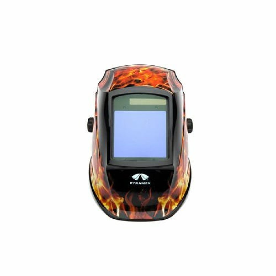 Safety & Work Wear Pyramex Safety | Pyramex Leadhead Flame Decorated Auto Darkening Welding Helmet Wham3030Fl