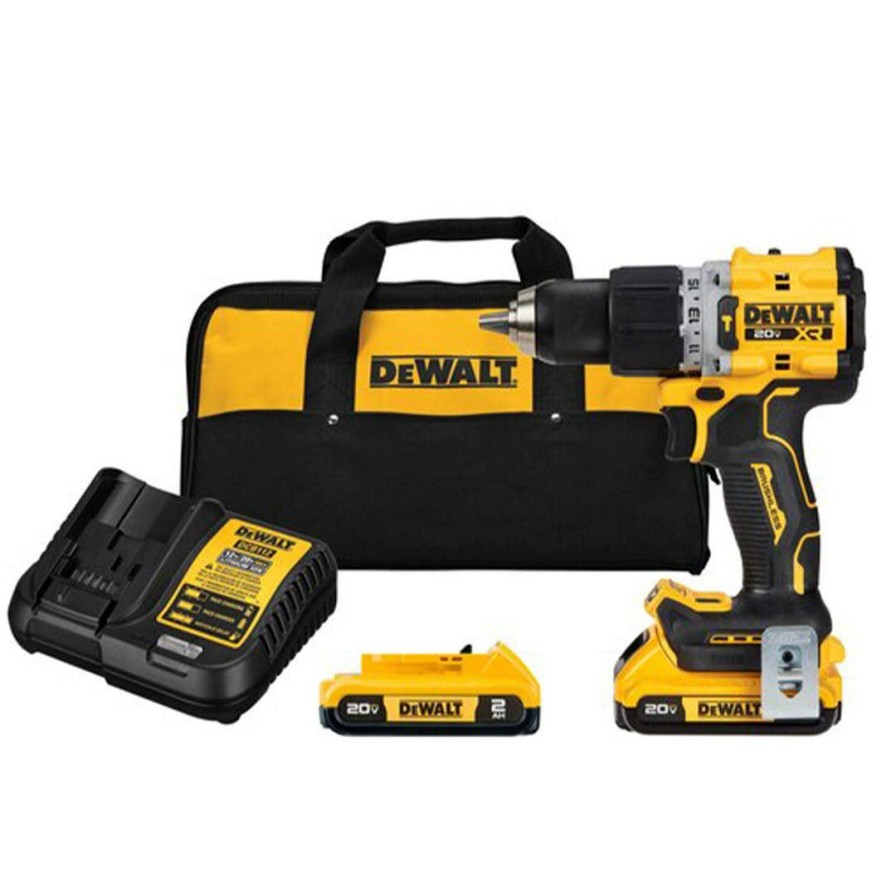 Power Tools DeWalt | Dewalt 20V Max Xr Brushless Cordless 1/2" Hammer Drill/Driver 2-Battery (2Ah) Kit Dcd805D2