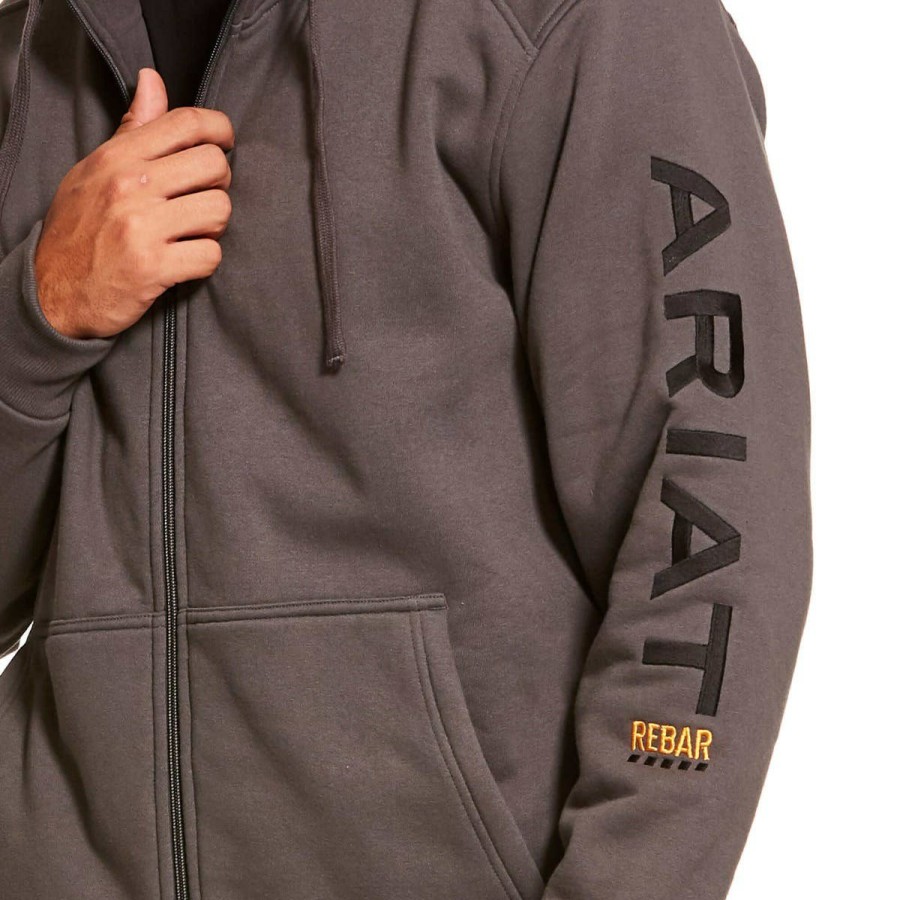 Safety & Work Wear Ariat | Ariat Men'S Rebar All-Weather Full Zip Hoodie 10027800