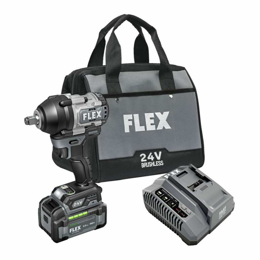 Power Tools FLEX | Flex 24V 1/2" Mid Torque Impact Wrench Kit Fx1451-1C