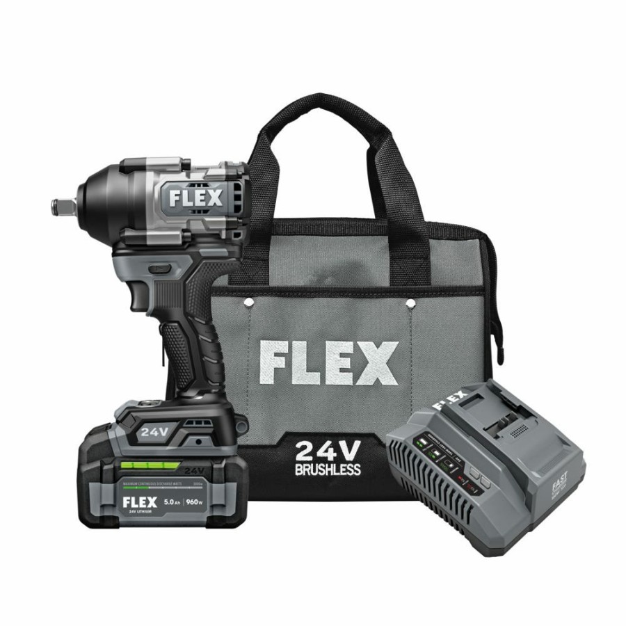 Power Tools FLEX | Flex 24V 1/2" Mid Torque Impact Wrench Kit Fx1451-1C