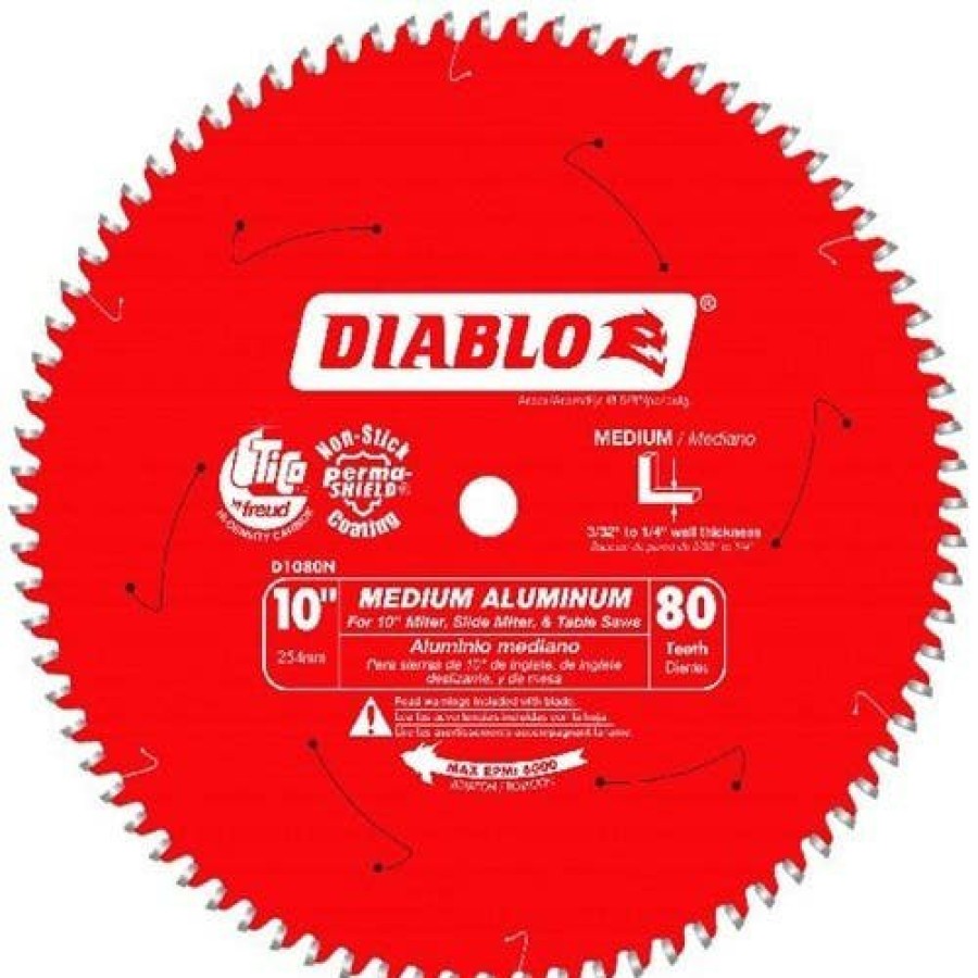 Accessories Freud Diablo Blades | Freud Diablo 10" 80 Tooth Aluminum Cutting Saw Blade D1080N