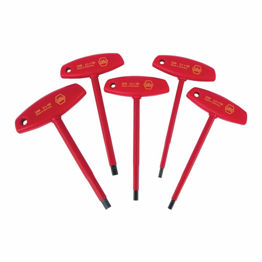 Hand Tools Wiha Tools USA | Wiha 5 Piece Insulated T-Handle Hex Screwdriver Set - Metric 33478