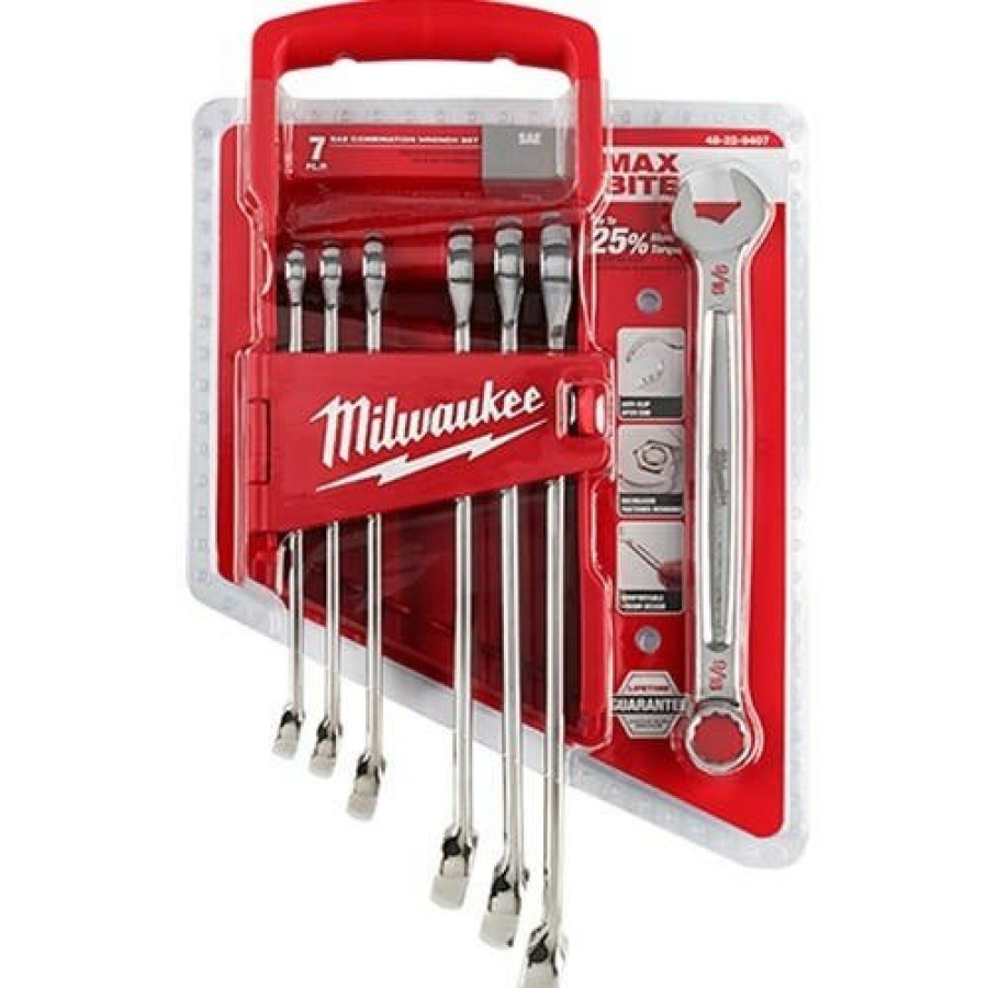 Hand Tools Milwaukee Tools | Milwaukee Sae Combination Wrench Set 7 Piece 48-22-9407