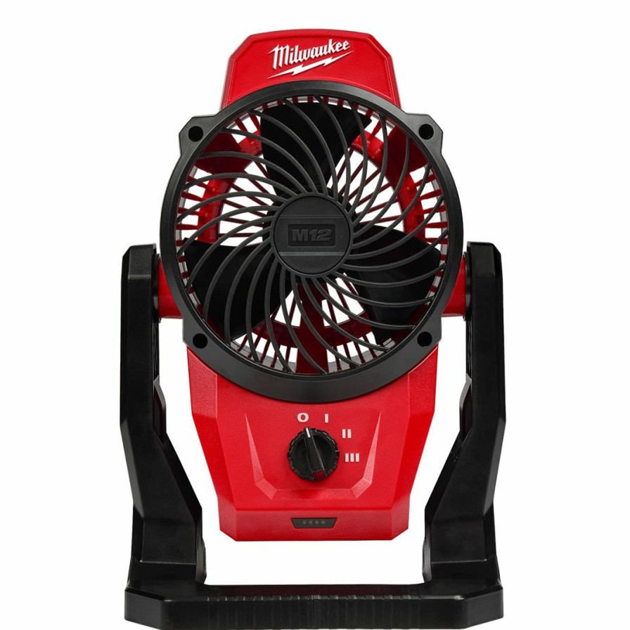 Power Tools Milwaukee Tools | Milwaukee M12 Cordless Jobsite Fan 400 Cfm (Bare Tool) 0820-20