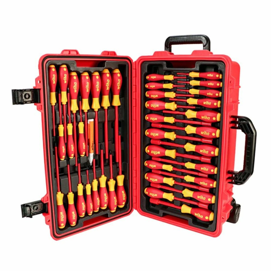 Hand Tools Wiha Tools USA | Wiha 80 Piece Master Electrician'S Insulated Tools Set In Rolling Hard Case 32800