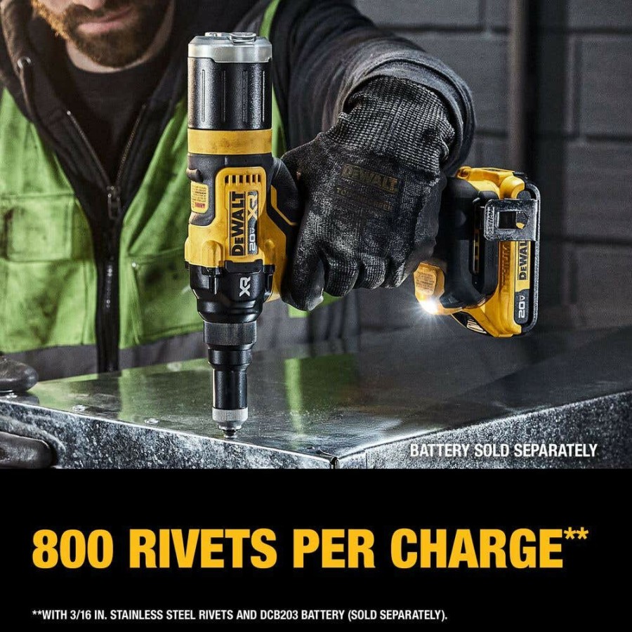 Power Tools DeWalt | Dewalt 20V Max* Xr Brushless Cordless 3/16" Rivet Tool Kit Dcf403D1