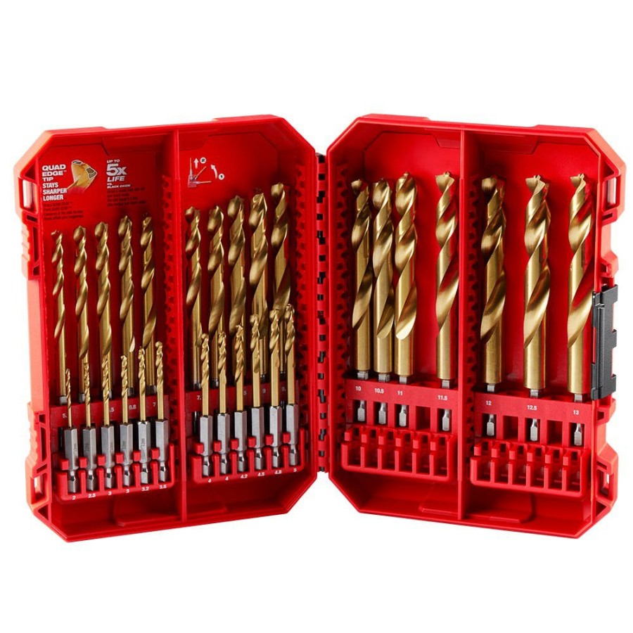 Accessories Milwaukee Tools | Milwaukee Shockwave Impact Duty Red Helix Titanium Metric Drill Bit Set - 29Pc 48-89-4862