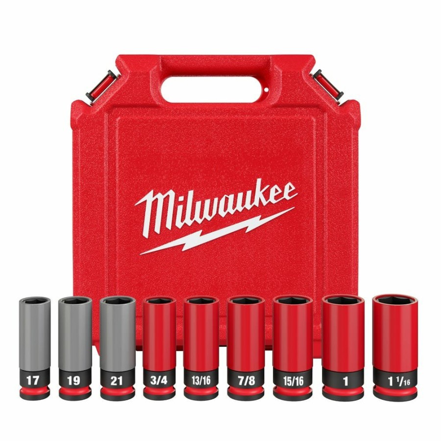 Accessories Milwaukee Tools | Milwaukee Shockwave Impact Duty 1/2 Drive Sae & Metric 9Pc Lug Nut Wheel Socket Set 49-66-7832