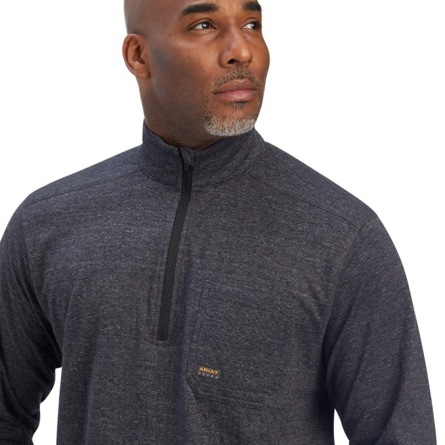 Safety & Work Wear Ariat | Ariat Men'S Rebar Foundation 1/4 Zip Shirt 10041415