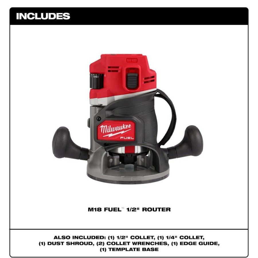 Power Tools Milwaukee Tools | Milwaukee M18 Fuel 1/2" Router 2838-20