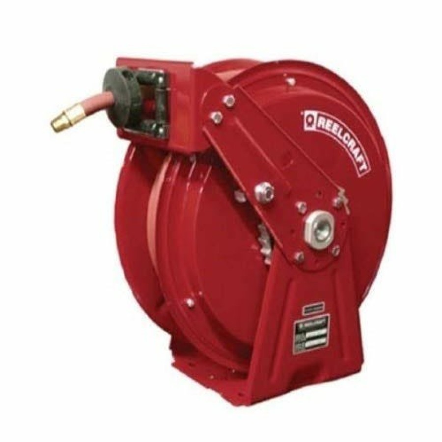 Hardware & Jobsite Supplies Reelcraft | Reelcraft 1/4" X 50' Compact Dual Pedestal Air/Water Hose Reel W/ Hose 300Psi Dp7450 Olp