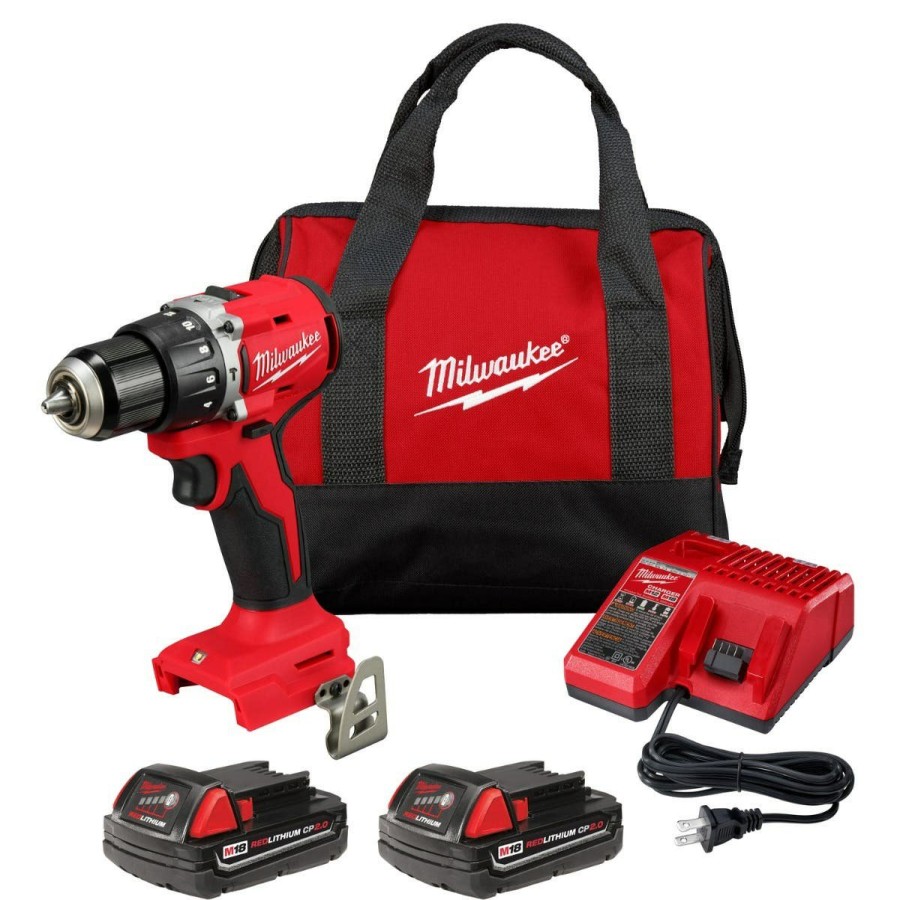 Power Tools Milwaukee Tools | Milwaukee M18 Compact Brushless 1/2" Hammer Drill 2 Bat Kit 3602-22Ct