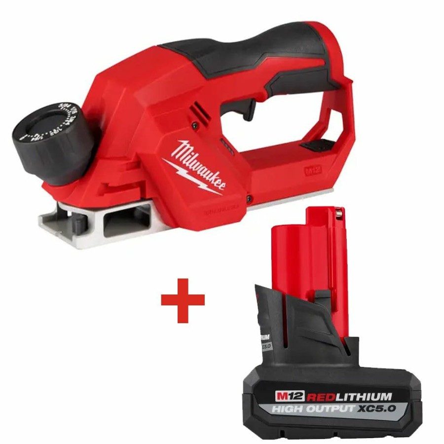 Power Tools Milwaukee Tools | Milwaukee M12 Brushless 2" Planer & 5.0 High Output Battery (Charger Not Included) Bundle