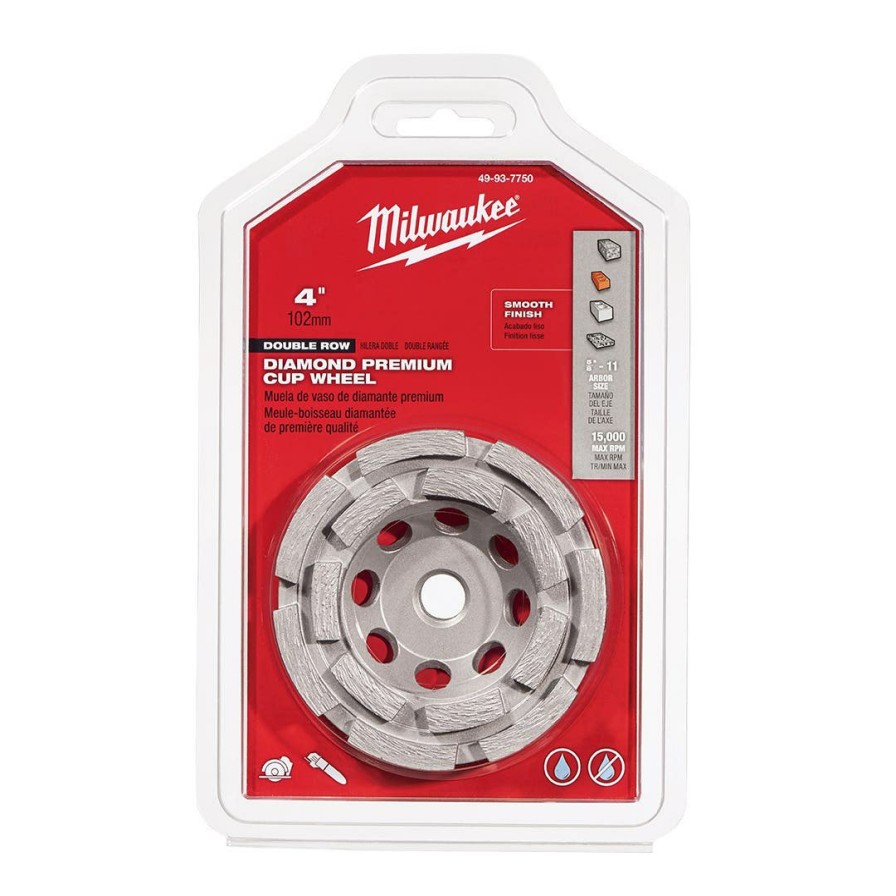 Accessories Milwaukee Tools | Milwaukee 4" Diamond Cup Wheel Double Row 49-93-7750