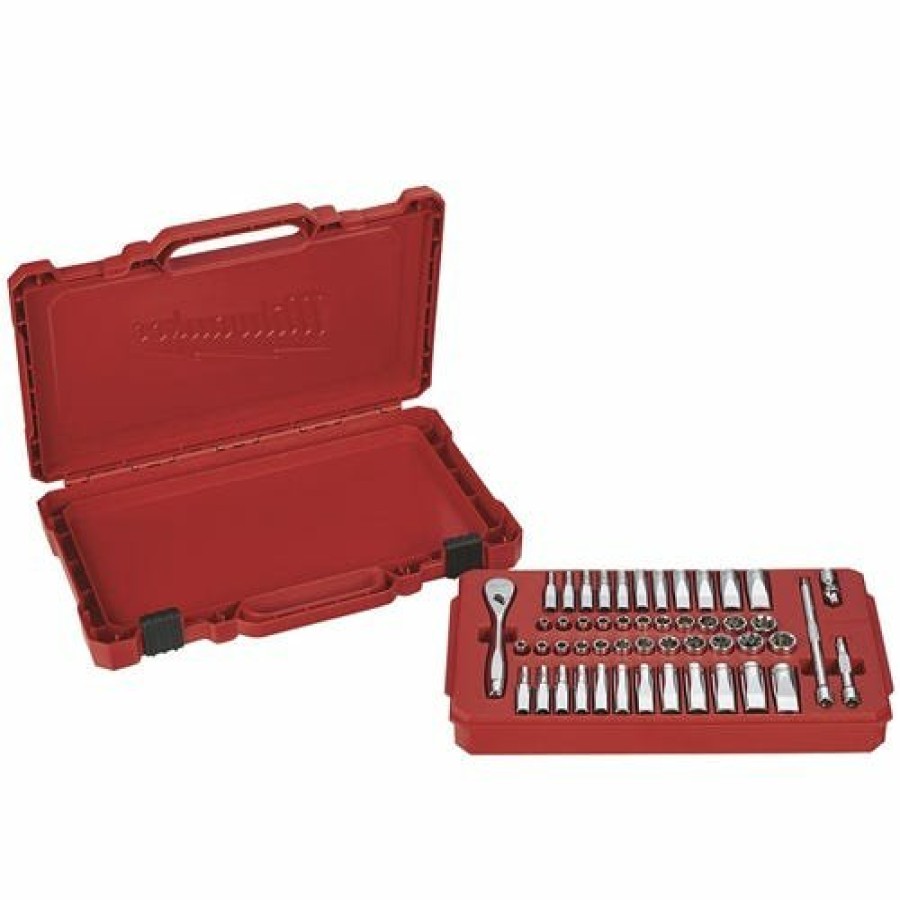 Hand Tools Milwaukee Tools | Milwaukee 1/4" Drive 50 Piece Ratchet & Socket Set - Sae & Metric 48-22-9004