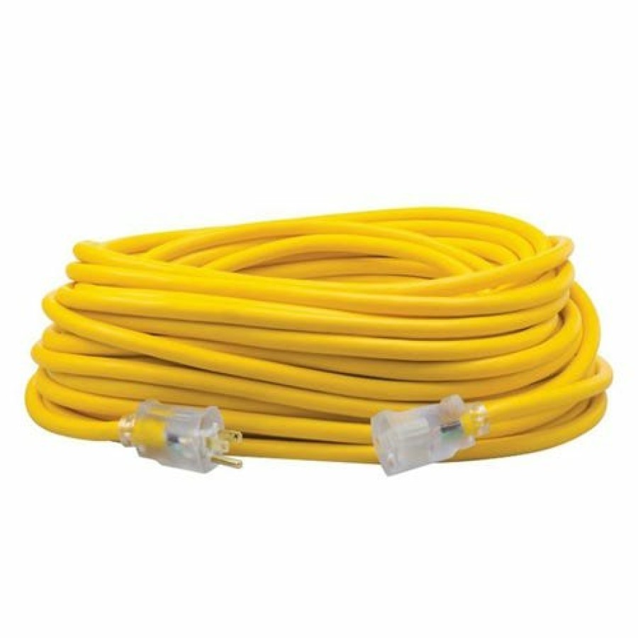 Hardware & Jobsite Supplies Southwire Tools & Equipment | Southwire 12/3 100' Sjeoow Yellow Polar/Solar Extension Cord W/ Lighted End 1689Sw0002