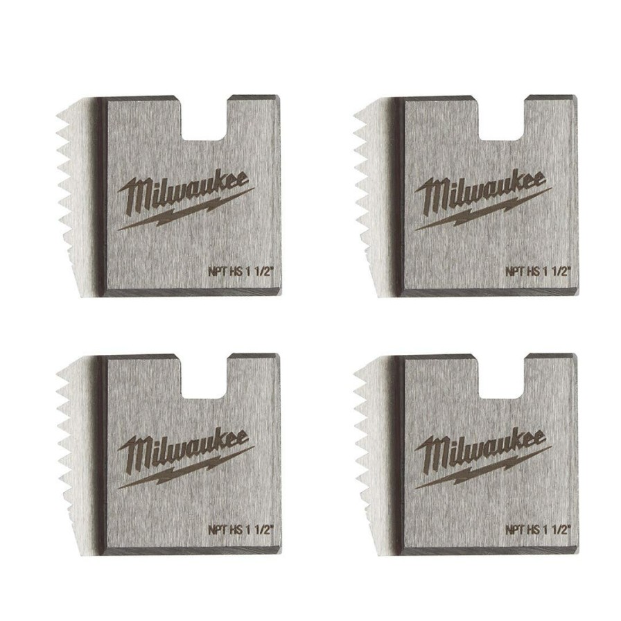 Accessories Milwaukee Tools | Milwaukee 1-1/2" High Speed Npt Portable Pipe Threading Dies (Set Of 4) 48-36-1111