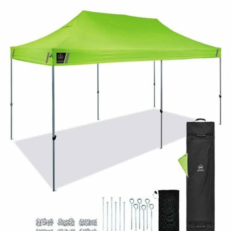 Safety & Work Wear Ergodyne Work Gear | Ergodyne Shax 6015 Heavy-Duty 10'X20' Pop-Up Tent High-Vis Lime 12915