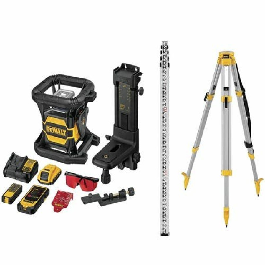 Power Tools DeWalt | Dewalt 20V Max Tool Connect Red Tough Rotary Laser Kit Dw080Lrsk