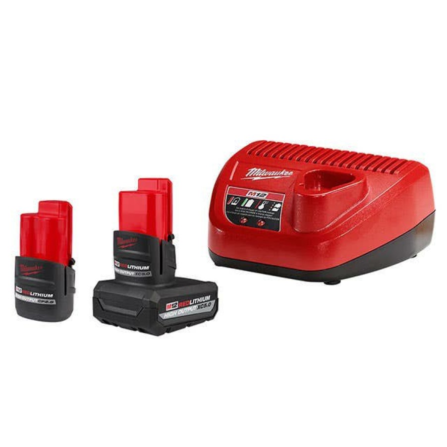 Power Tools Milwaukee Tools | Milwaukee M12 Redlithium 5.0Ah & 2.5Ah Battery Starter Kit 48-59-2452S