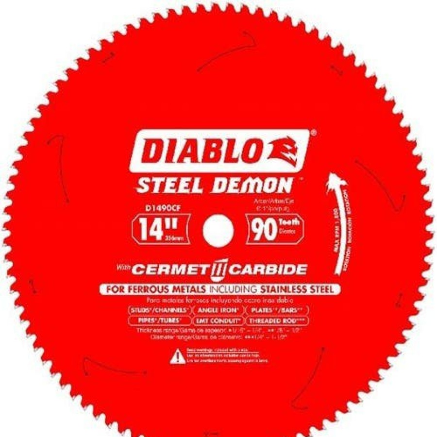 Accessories Freud Diablo Blades | Freud Diablo 14" 90 Tooth Steel Demon Cermet 2 Carbide Thin Metal Cutting Saw Blade D1490Cf