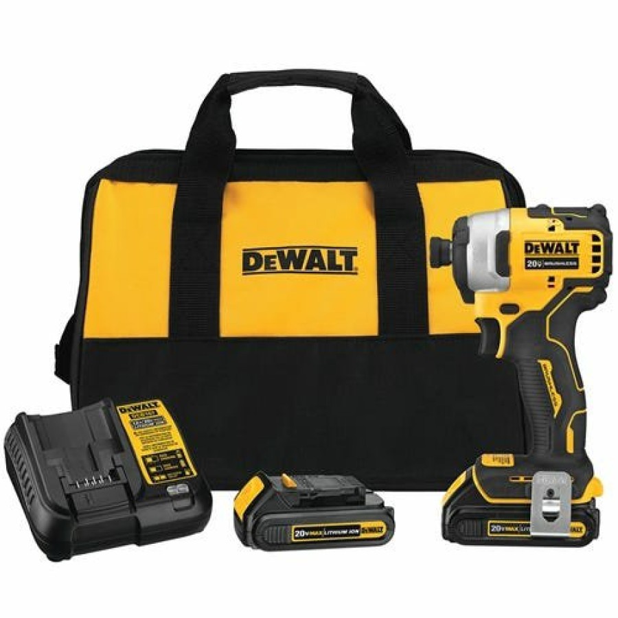 Power Tools DeWalt | Dewalt Atomic 20V Max Brushless Cordless Compact 1/4" Impact Driver Kit Dcf809C2