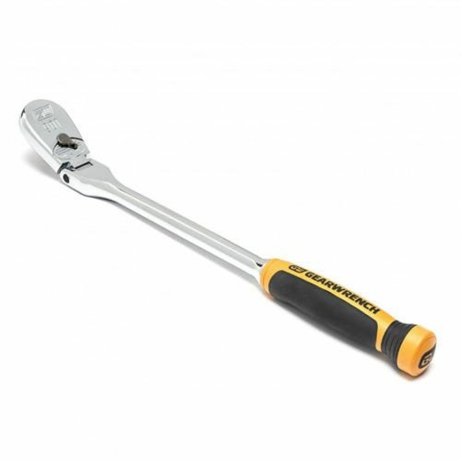 Hand Tools Gearwrench Tools | Gearwrench 1/2" Drive 90-Tooth Dual Material Flex Head Teardrop Ratchet 17" 81370T