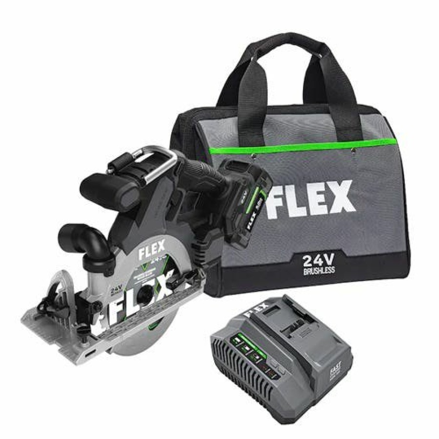 Power Tools FLEX | Flex 24V 6-1/2" In-Line Circular Saw Kit (5.0Ah) Fx2131A-1C