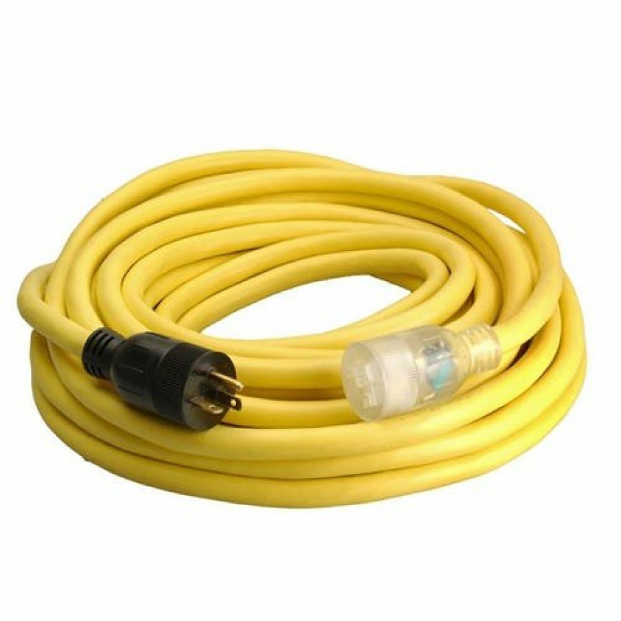 Hardware & Jobsite Supplies Southwire Tools & Equipment | Southwire 10/3 50' Sjtow Yellow Extension Cord 5-20 P/R W/ Lighted End 26188802