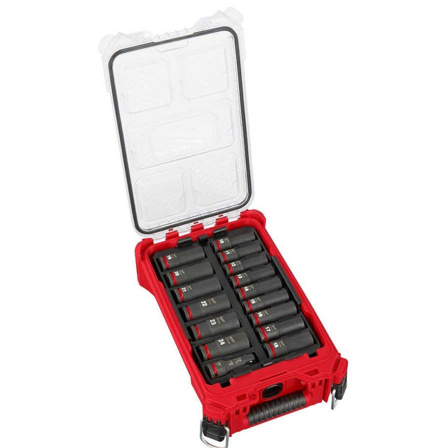 Accessories Milwaukee Tools | Milwaukee 16Pc. Shockwave Impact Duty 1/2" Drive Metric Packout Deep Socket Set 49-66-6803