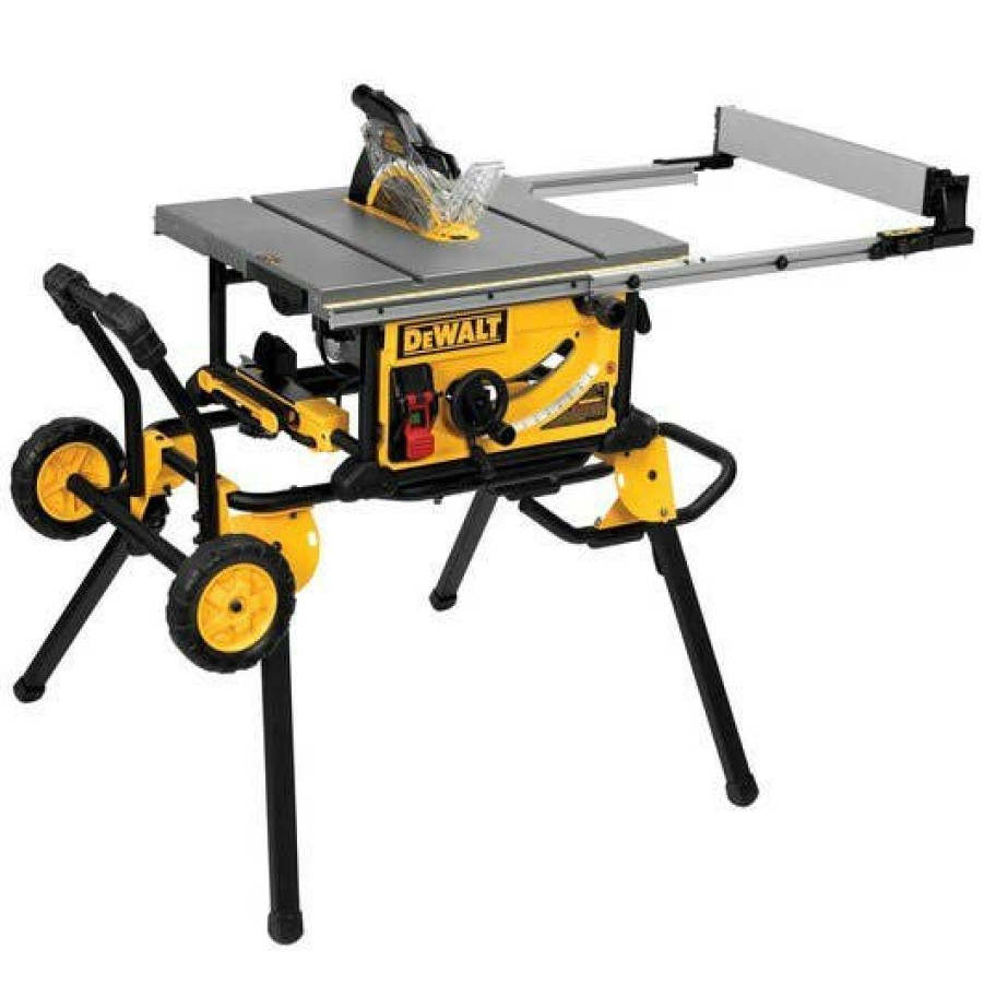 Power Tools DeWalt | Dewalt 10" Jobsite Table Saw 32-1/2" (82.5Cm) Rip Capacity W/ Rolling Stand Dwe7491Rs