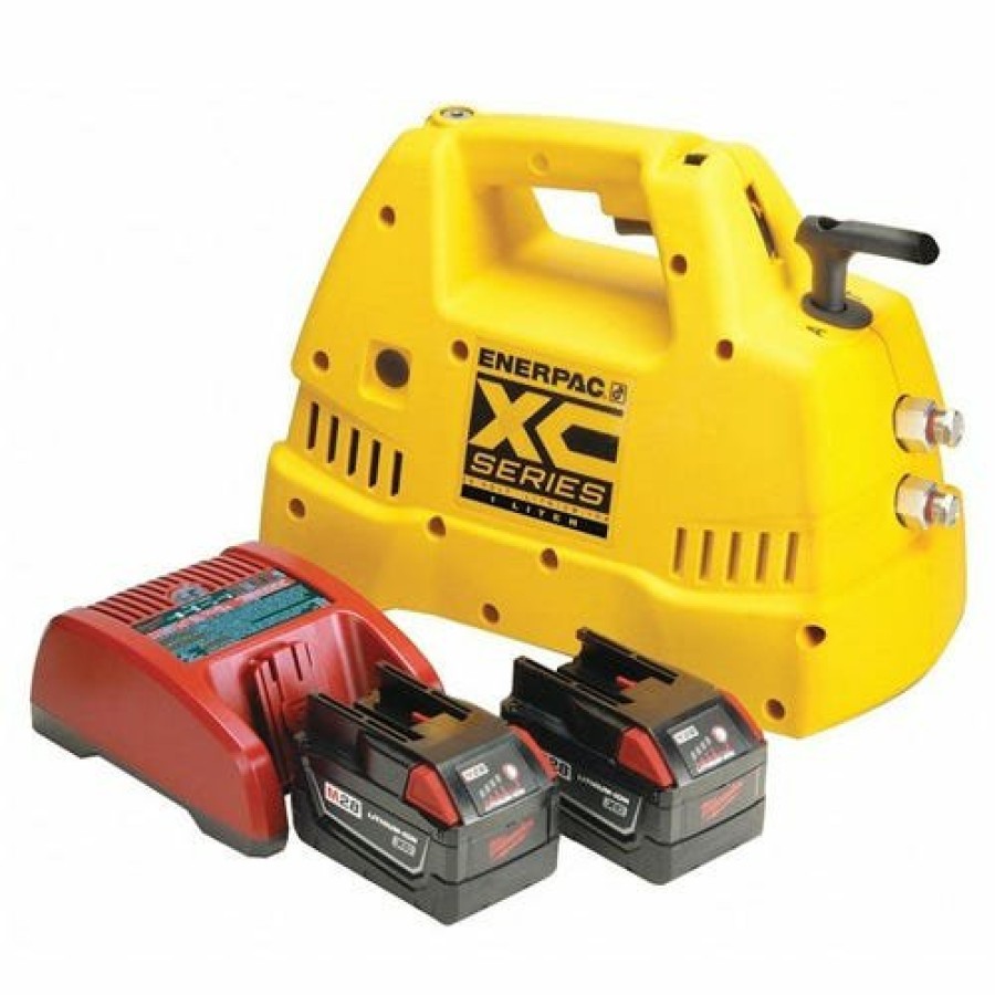 Power Tools Enerpac | Enerpac Xc-Series Cordless Hydraulic Pump 4/3 Valve 120 In3 Usable Oil 2 Battery Kit W/ 115V Charger Xc1402Mb